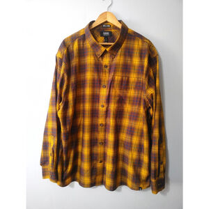 Men's Alaskan Hardgear Untucked Plaid Casual Button Down Shirt XXL Yellow Brown